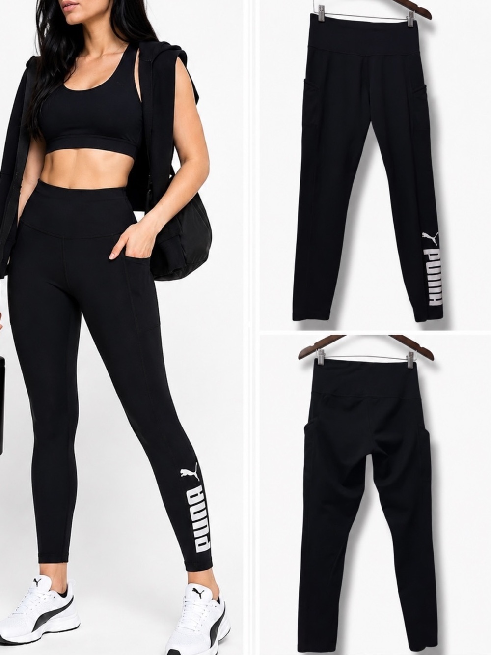 Puma | EUC Bangladesh 95% Cotton Black High-Rise Logo Activewear Leggings (S)